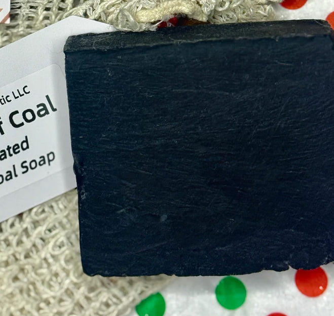 A Lump Of Coal- (Activated Charcoal Soap & Exfoliating Pouch)